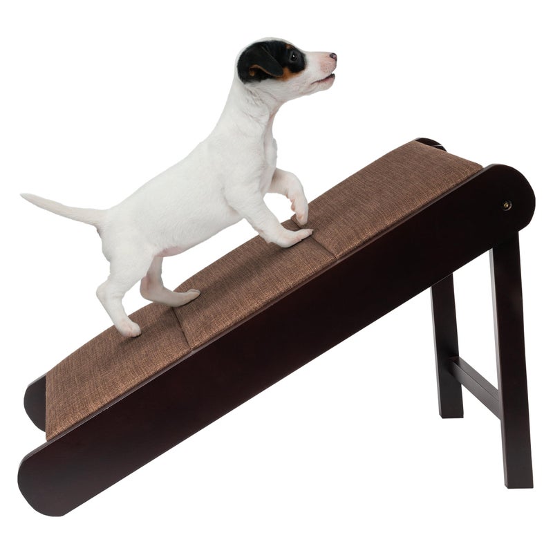 Pet Ramp Foldable Wooden Dog Ramp for Getting onto Beds Couches or Into Vehicles Dog Accessories for Small Dogs by PETMAKER Brown