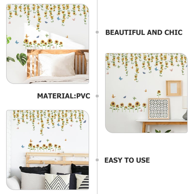 Creative Floral Wall Stickers Diy Wall Decorative Sunflower Design Wall Decals Homeowners Interior Designers Yellow 90.00X30.00X0.10CM 1 Set - Image 5