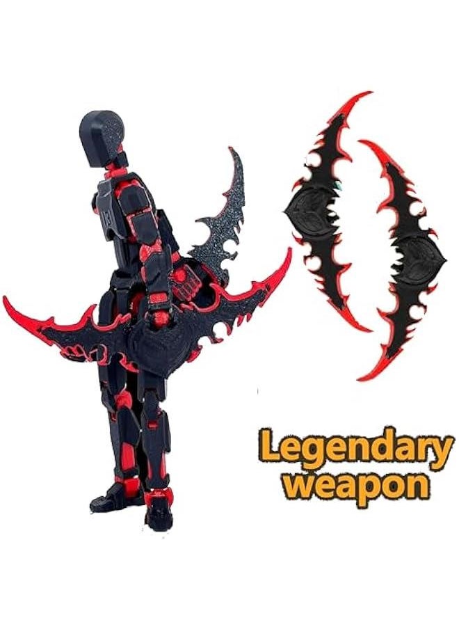 (Assembly Completed) T13 Action Figure Set, Titan 13 Robot Action Figure 3D Printed robo 13 Action Figure,for Collectors Desktop Decorations, Black Green/Red Black ((Black Red)+(White Black))