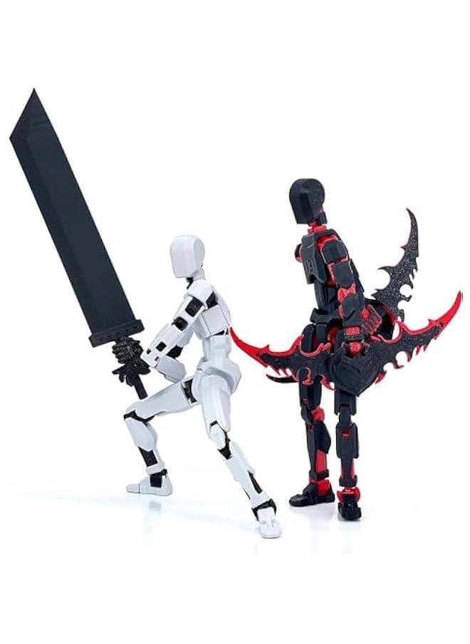 (Assembly Completed) T13 Action Figure Set, Titan 13 Robot Action Figure 3D Printed robo 13 Action Figure,for Collectors Desktop Decorations, Black Green/Red Black ((Black Red)+(White Black))