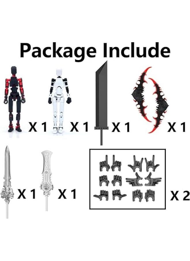 (Assembly Completed) T13 Action Figure Set, Titan 13 Robot Action Figure 3D Printed robo 13 Action Figure,for Collectors Desktop Decorations, Black Green/Red Black ((Black Red)+(White Black))