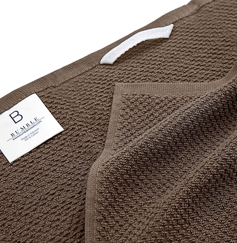 Bumble Towels Premium Kitchen Towels (16 x 26   6 Pack) | Large Cotton Kitchen Hand Towels | Popcorn Striped Design | Dish Towels | 430 GSM Highly Absorbent Tea Towels Set with Hanging Loop | Tan  - Image 3