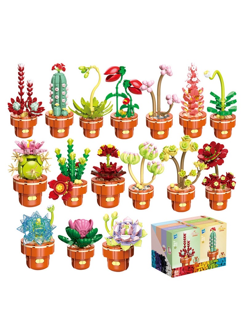 DIY Mini Flower Pot Plant Building Block Toys, Colorful and Cute Small Bonsai Plant Basket, Creative Plant Series Home Office Decoration Desktop Accessories Birthday Gift (Luna Lotus 162pcs)  - Image 2
