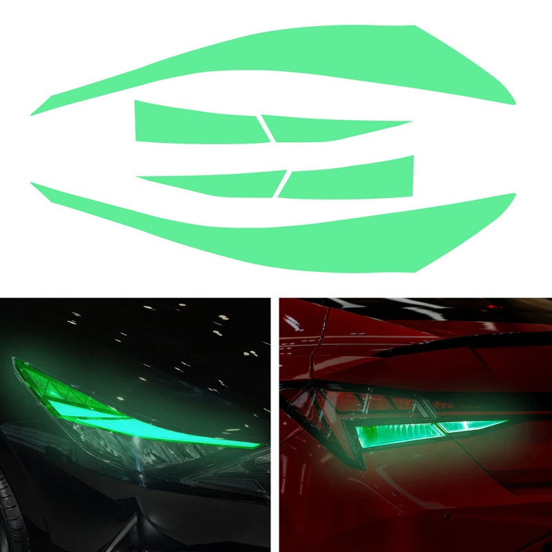 أفلام تظليل ضوء الرأس الجانبي وضوء الضباب الخلفي من TOMALL متوافقة مع هيونداي إيلانتر 2021-2023، مع حواف برتقالية، ملصقات إزالة، زينة سيارة، أخضر، 2 زوج