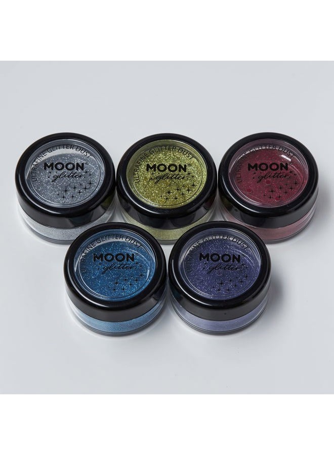 Moon Glitter غبار اللمعان الفائق الكلاسيكي من مون غليتر - 100% لمعان تجميلي للوجه والجسم والأظافر والشعر والشفتين - 0.17 أونصة - مجموعة من 5 - Image 2