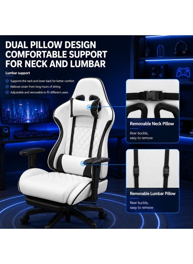 FUOE Gaming Chair Office Chair With Footrest Racing Ergonomic Chair Leather Reclining Video Game Chair Adjustable Armrest High Back Gamer Chair With Headrest And Lumbar Support - Image 4