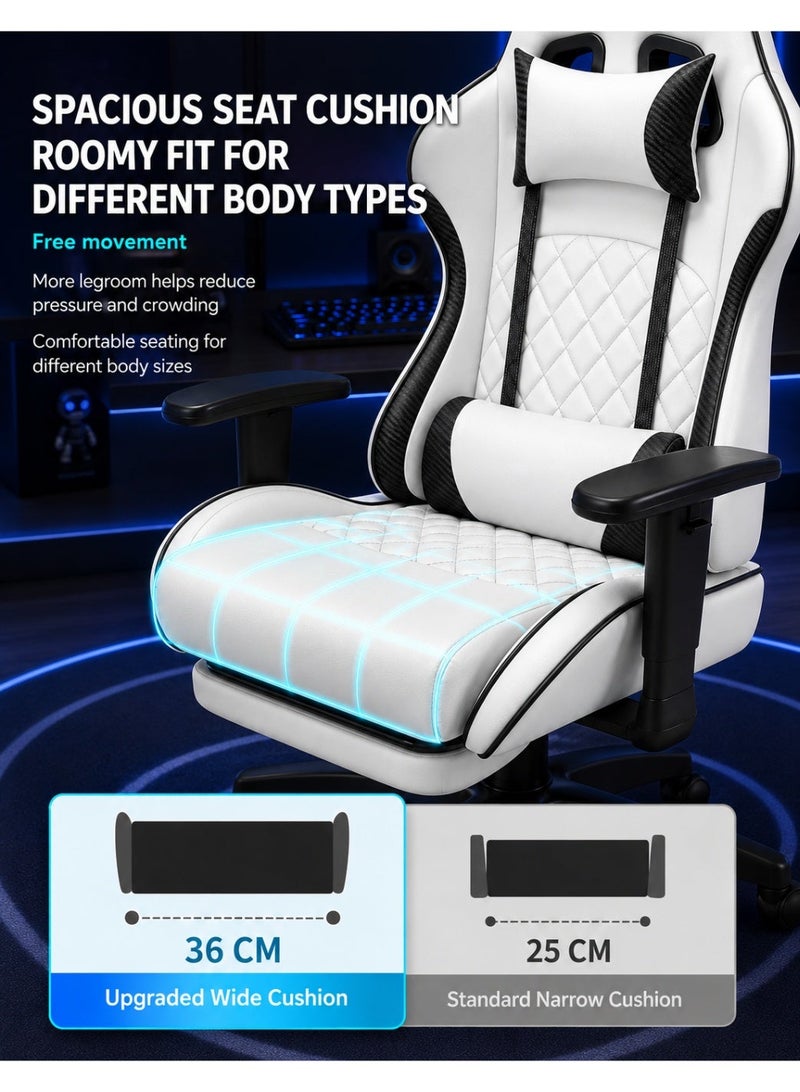 FUOE Gaming Chair Office Chair With Footrest Racing Ergonomic Chair Leather Reclining Video Game Chair Adjustable Armrest High Back Gamer Chair With Headrest And Lumbar Support - Image 5