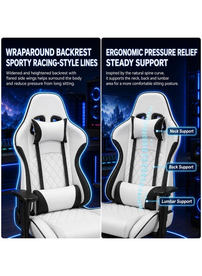 FUOE Gaming Chair Office Chair With Footrest Racing Ergonomic Chair Leather Reclining Video Game Chair Adjustable Armrest High Back Gamer Chair With Headrest And Lumbar Support - Image 3