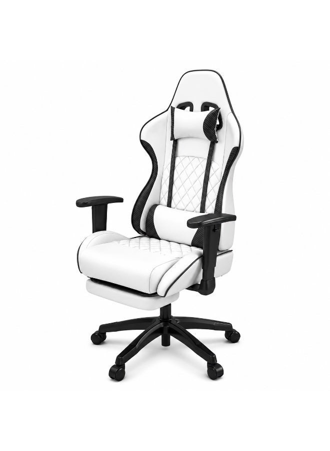 FUOE Gaming Chair Office Chair With Footrest Racing Ergonomic Chair Leather Reclining Video Game Chair Adjustable Armrest High Back Gamer Chair With Headrest And Lumbar Support - Image 1