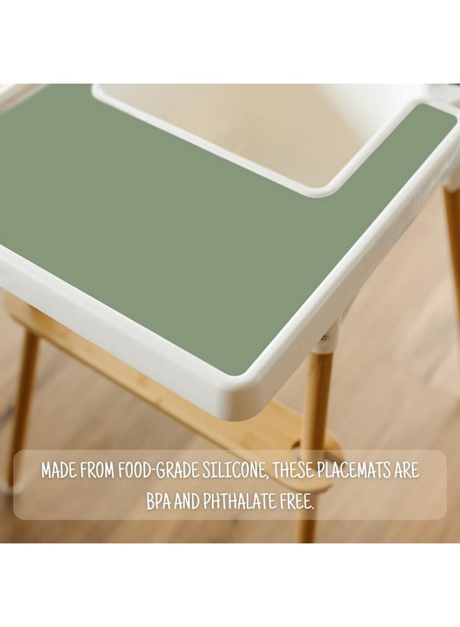 Mintlyfe High Chair Placemat for IKEA Antilop Baby High Chair, 2 Packs Stain Resistant Non-Slip Toddler Silicone High Chair Place Mats Eating Table Mat (Sage/Ether) - Image 3