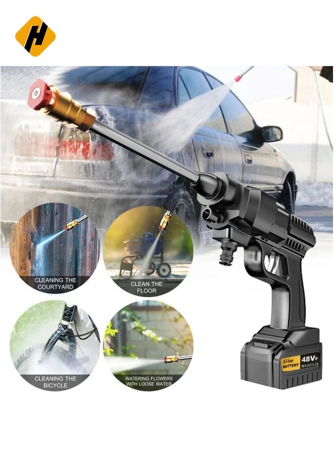 HuHa 48V 25000mAh 30Bar Cordless High Pressure Car Washer with Nozzles Water Gun Set Garden Cleaning Jet Washing Machine Multi Purpose With Uk 3 Pin Adapter  - Image 1