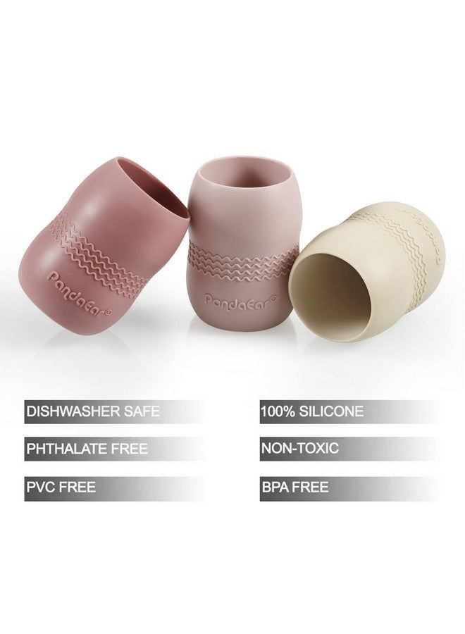 PandaEar 3 Pack Silicone Cups for Baby 6-12 Months| Open Tiny Cups Toddler Sippy Cups| Unbreakable Durable Silicone Training Cup Weaning Water Drinking Cup - Image 1