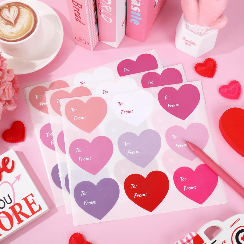 Whaline 315 Pcs Valentine's Day Heart Gift Tag Stickers 2.5 Inch Pink Red Paper Present Sticker to and from Self-Adhesive Blank Label for Wedding Gift Wrapping Card Envelope Decor, 9 Colors - Image 4