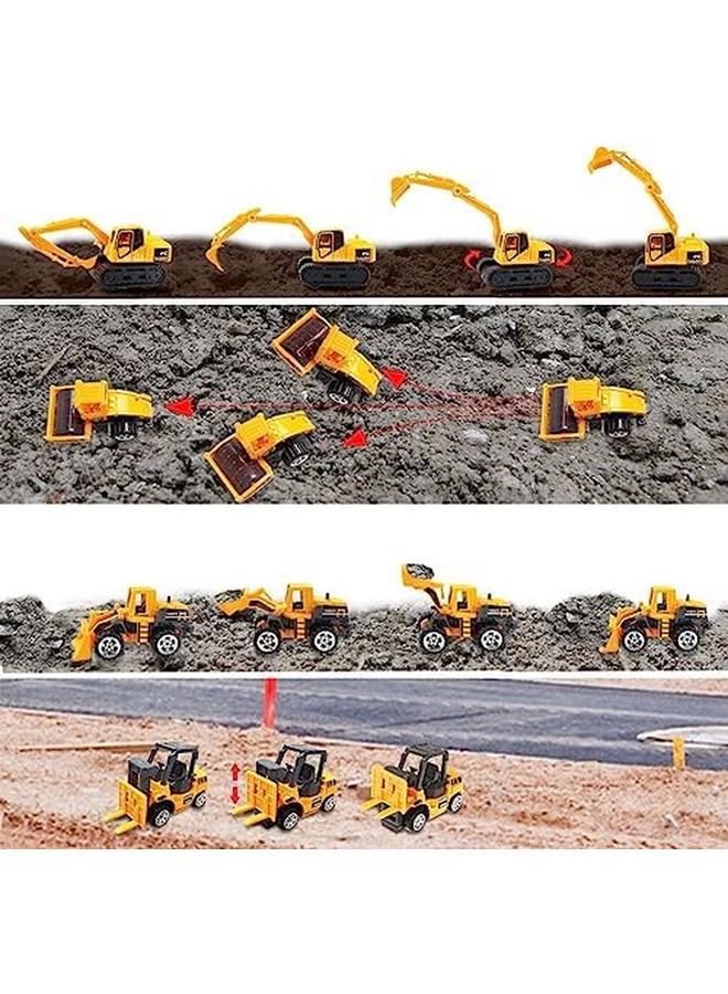 مومو بير 6 قطع من ألعاب مركبات البناء المصبوبة، مجموعة نماذج من خليط معدني هندسي صغير باللون الأصفر - Image 4