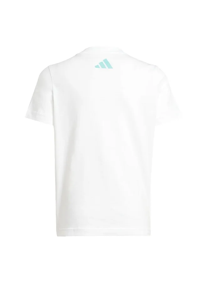 Adidas Mer Dna Gftee Y White Motorsport T-Shirts For Junior 7-8Y