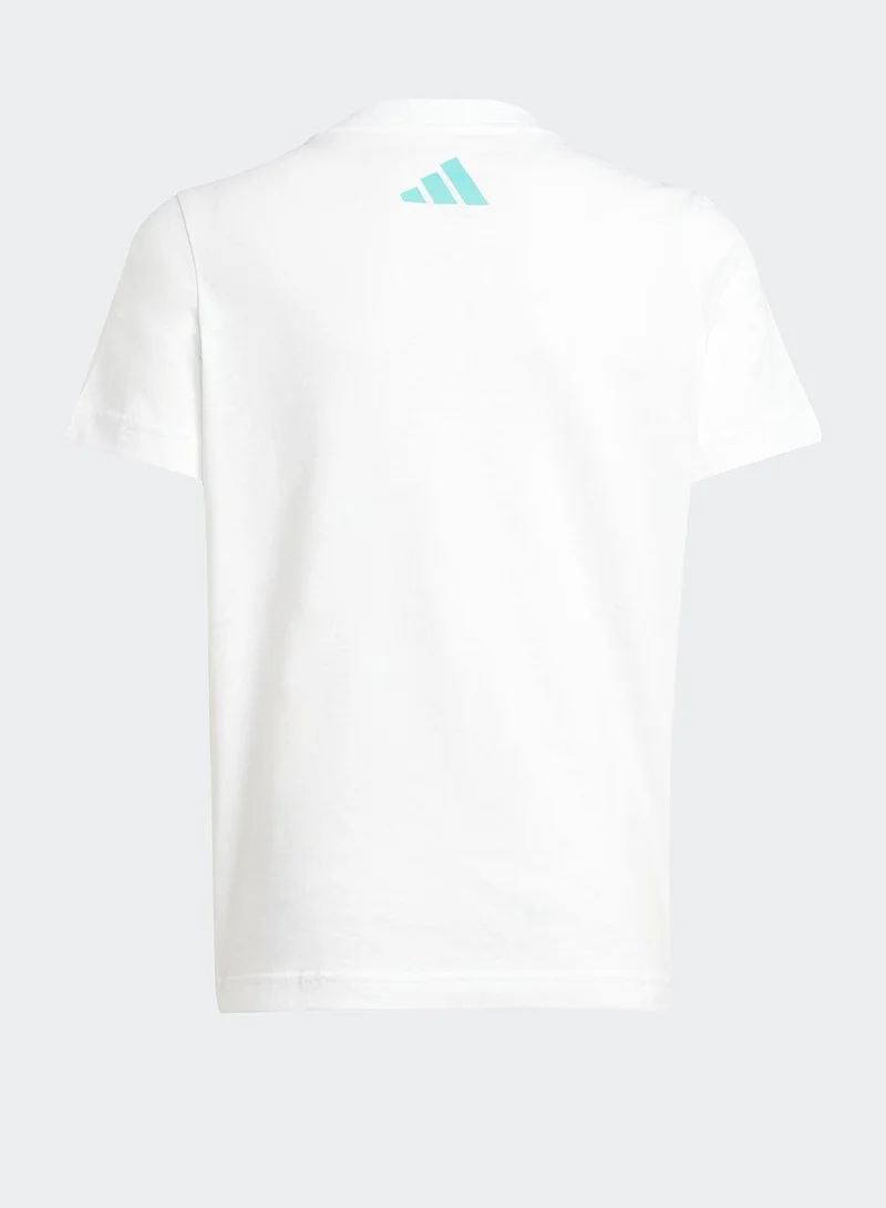Adidas Mer Dna Gftee Y White Motorsport T-Shirts For Junior 7-8Y