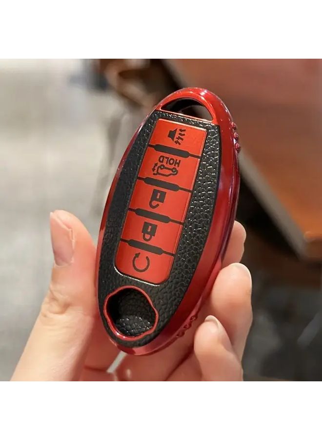 Blue Key Fob Cover with Key Chain for Nissan Vehicles Durable TPU Case - Image 3