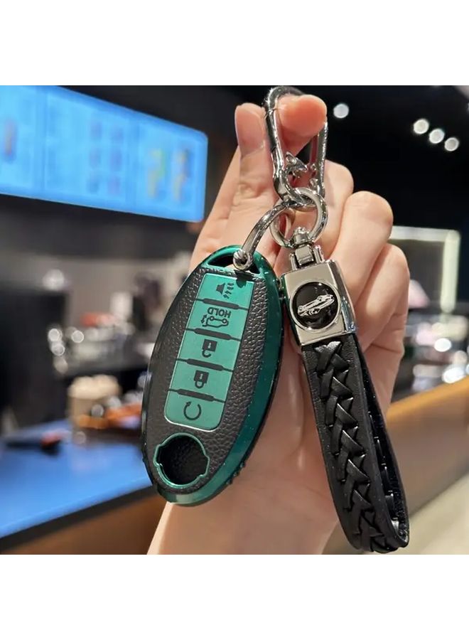 Blue Key Fob Cover with Key Chain for Nissan Vehicles Durable TPU Case - Image 5