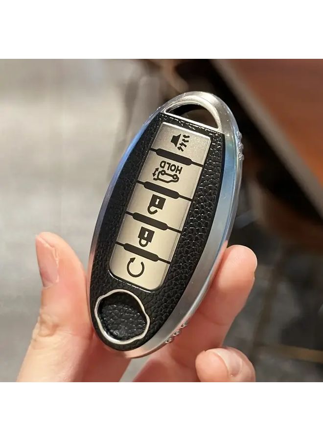 Blue Key Fob Cover with Key Chain for Nissan Vehicles Durable TPU Case - Image 4