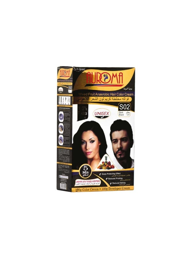 أوروما صبغة شعر أوروما الخالية من الأمونيا S02 أسود داكن 200 مل - Image 1