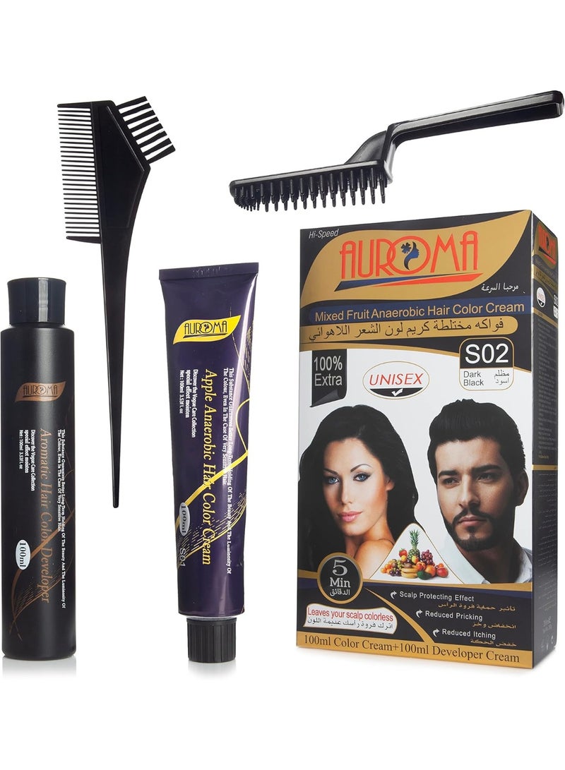 أوروما صبغة شعر أوروما الخالية من الأمونيا S02 أسود داكن 200 مل - Image 2