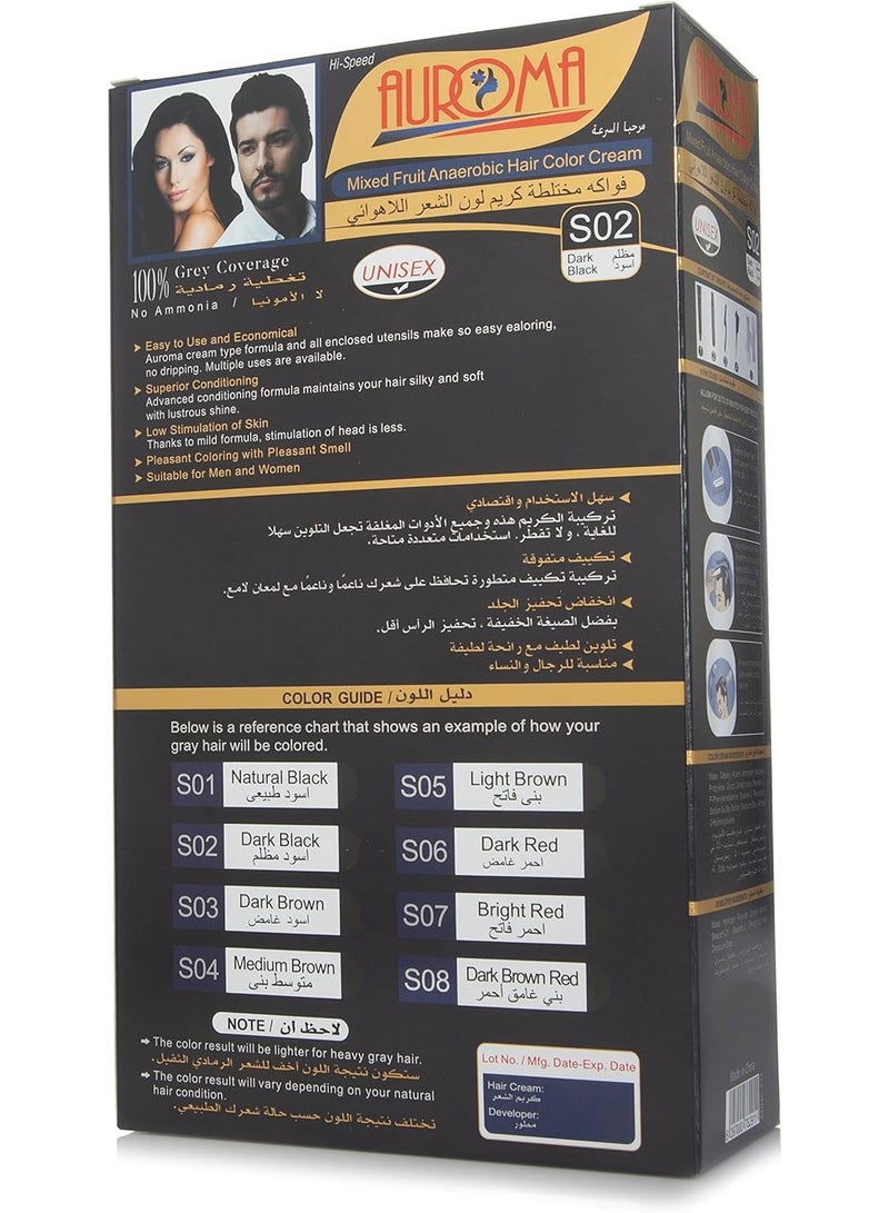 أوروما صبغة شعر أوروما الخالية من الأمونيا S02 أسود داكن 200 مل - Image 3