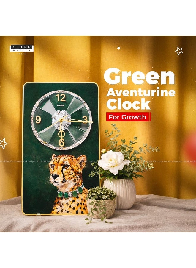 Studd Muffyn | Cheetah Green Aventurine Crystal Wall Clock for Home & Office | Luxury Wall Décor | Vastu Wall Clock for Living Room, Study & Workspace | Unique Gift Item for New Home & Business - Image 4