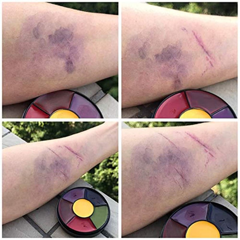 Mysense 6 Color Bruise Wheel Special Effects SFX Zombie Makeup Kit Halloween Professional Non Toxic Face Body Paint Oil Sfx Makeup Set with Sponge - Image 3