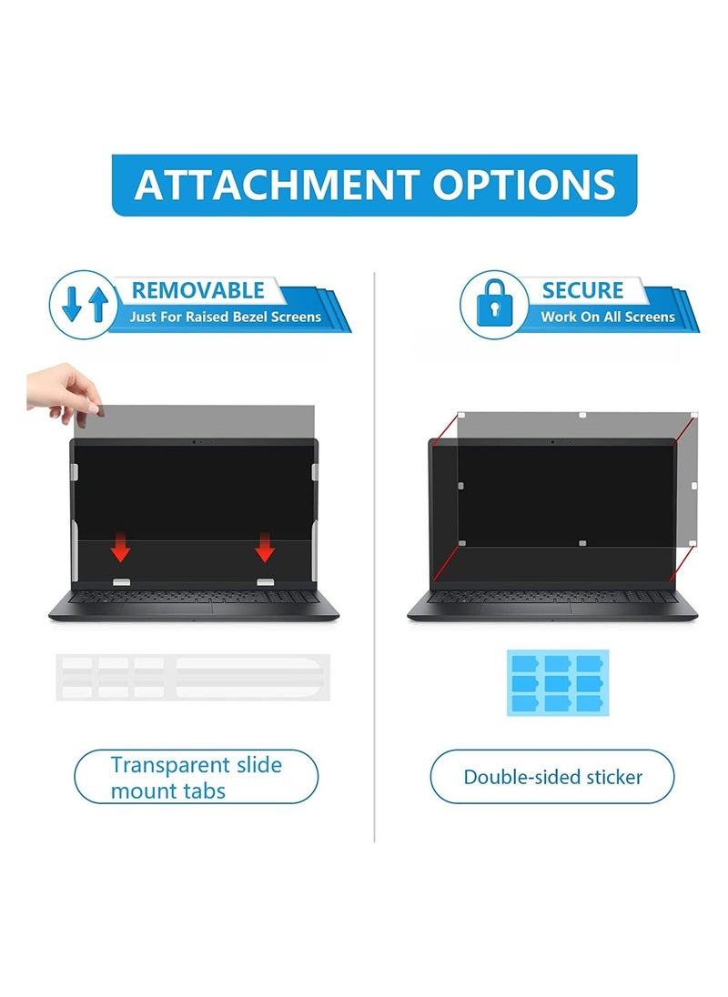 Captaintech 15.6 Inch Laptop Privacy Screen Filter Anti Blue Light Screen Protector,Compatible with HP Dell Asus Acer Sony Samsung Lenovo Toshiba 16:9,Removable Aspect Ratio Screen Filter Laptop Privacy  - Image 3
