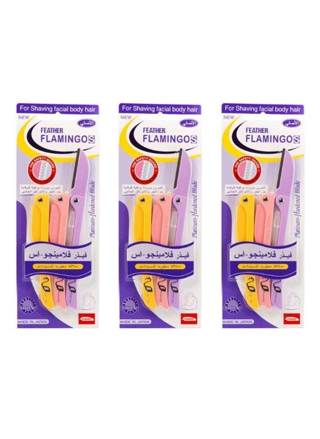 Feather-Flamingo - 3-Piece Flamingo Facial Hair Removal Razor Set Yellow/Pink/Organic - Image 1