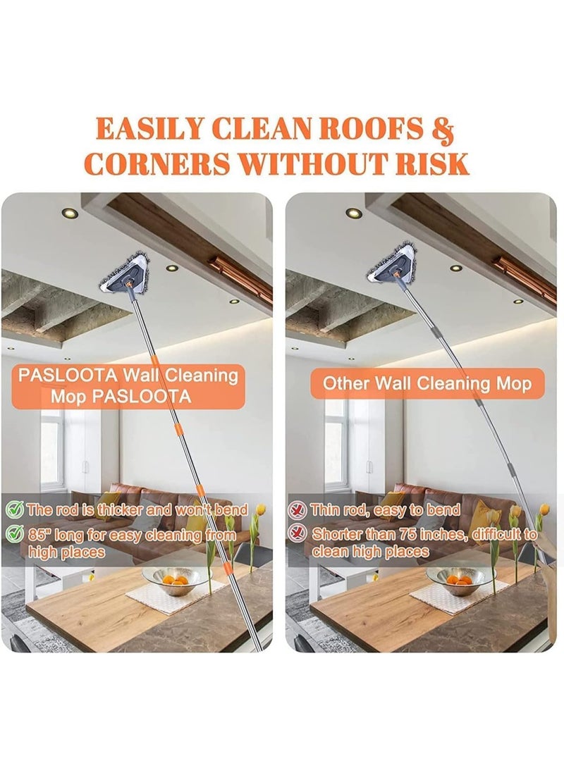 MostNow Wall Cleaner Mop with Long Handle 82 Inches, 3-in-1 Ceiling Cleaning Tool Duster with 6 Replacement Microfiber Chenille Pads for Painted Walls, Window, Floor, Baseboard - Image 5