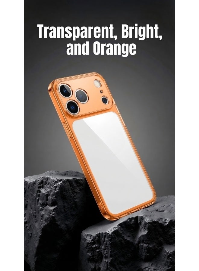 Ultra-thin protective case for iPhone 17 Pro Max, MagSafe compatible, provides full protection for the camera lens, ultra-thin, lightweight, transparent, and minimalist protective phone case (transparent orange). - Image 3