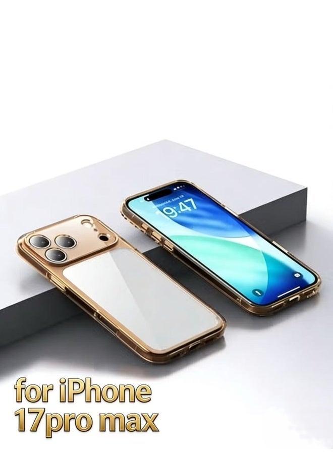 Ultra-thin protective case for iPhone 17 Pro Max, MagSafe compatible, provides full protection for the camera lens, ultra-thin, lightweight, transparent, and minimalist protective phone case (transparent orange). - Image 1