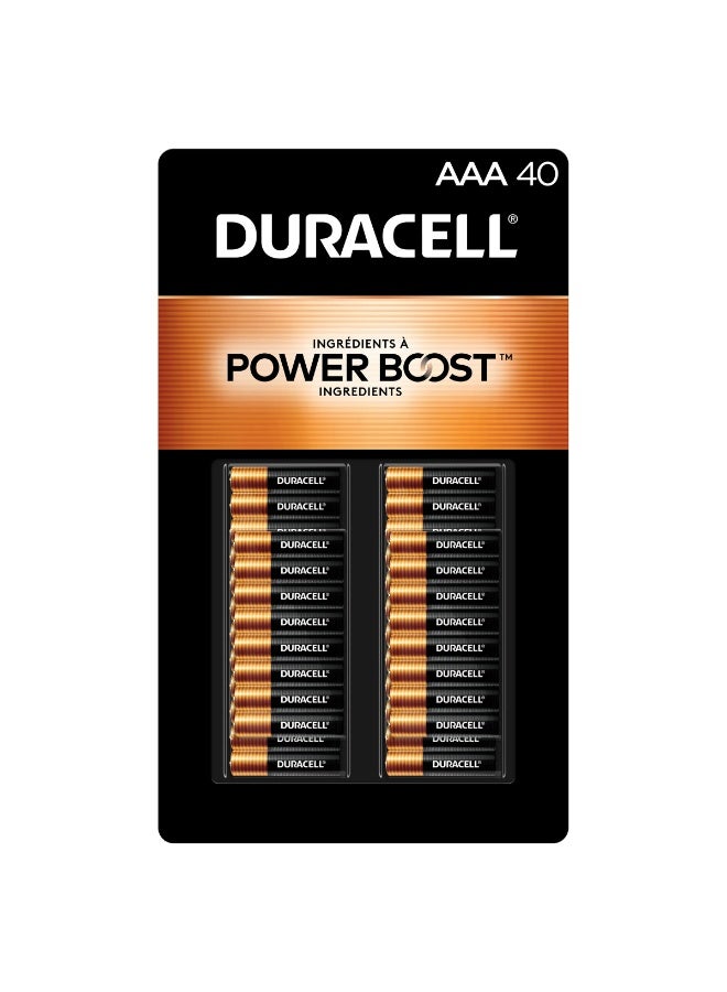 دوراسيل بطاريات AAA ذات غطاء نحاسي مع مكونات تعزيز الطاقة، 40 قطعة