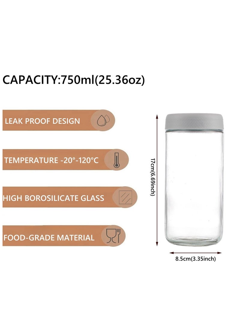 KUAIJI 25.36 oz Glass Jars with Lids 6 Pack Glass Jars with Airtight Lids,  Overnight Oats Containers With Lids For Snacks, Yogurt, Chia  Jars With Lids Glass Food Storage Containers