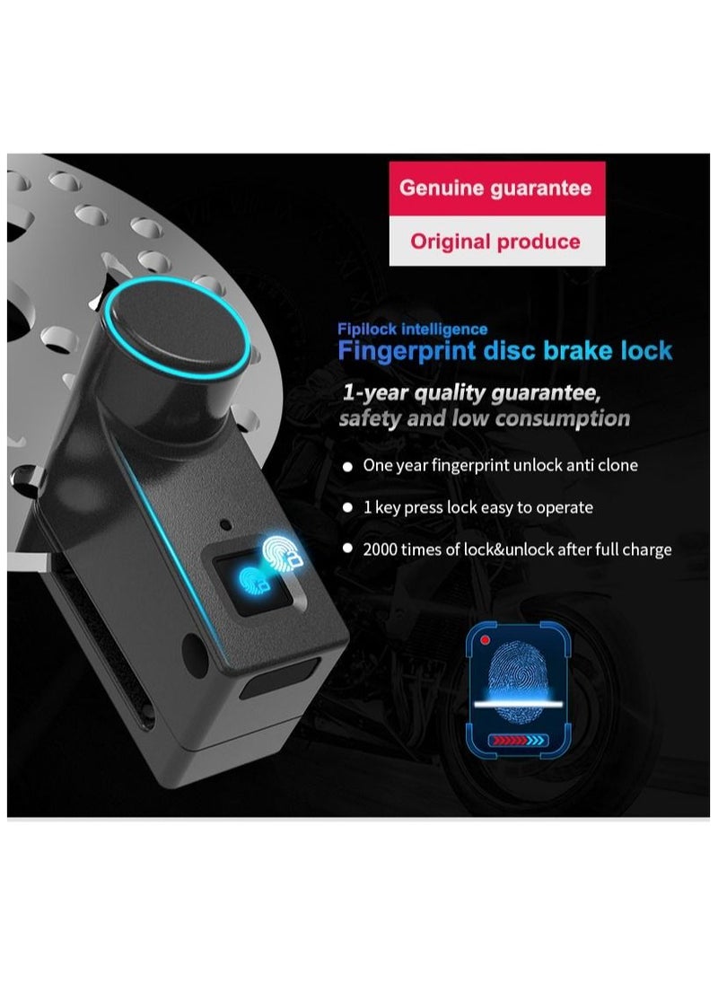 AGYMNX Smart Fingerprint Disc Brake Lock Anti-theft Bluetooth Electric Lock IP65 Waterproof Bicycle Motorcycle Wheel Padlock  - Image 4