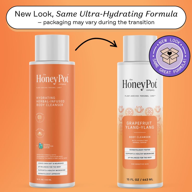 The Honey Pot Company - Body Wash for Women - Grapefruit Ylang Ylang Hydrating Body Cleanser - Moisturize & Cleanse Skin - Free of Parabens & Sulfates - 15 Fl. Oz - Image 2