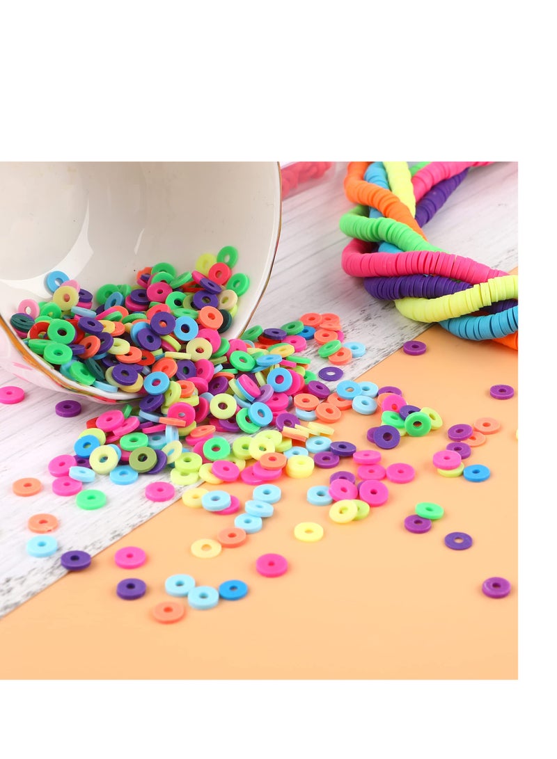 SOLARAE Clay Beads, Round Handmade Heishi Beads, 2100 Pcs Polymer Flat Beads, Beads for Jewelry Making, for Necklace Jewelry Bracelet Earring Pendant and Anklet Craft Making DIY Craft Kit - Image 2