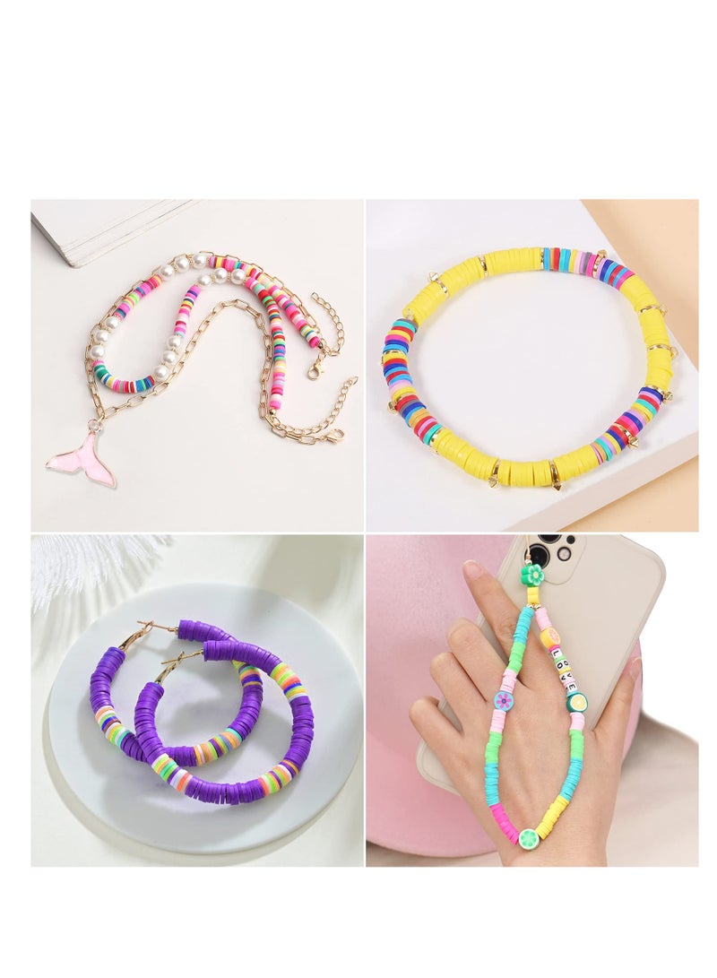 SOLARAE Clay Beads, Round Handmade Heishi Beads, 2100 Pcs Polymer Flat Beads, Beads for Jewelry Making, for Necklace Jewelry Bracelet Earring Pendant and Anklet Craft Making DIY Craft Kit - Image 3