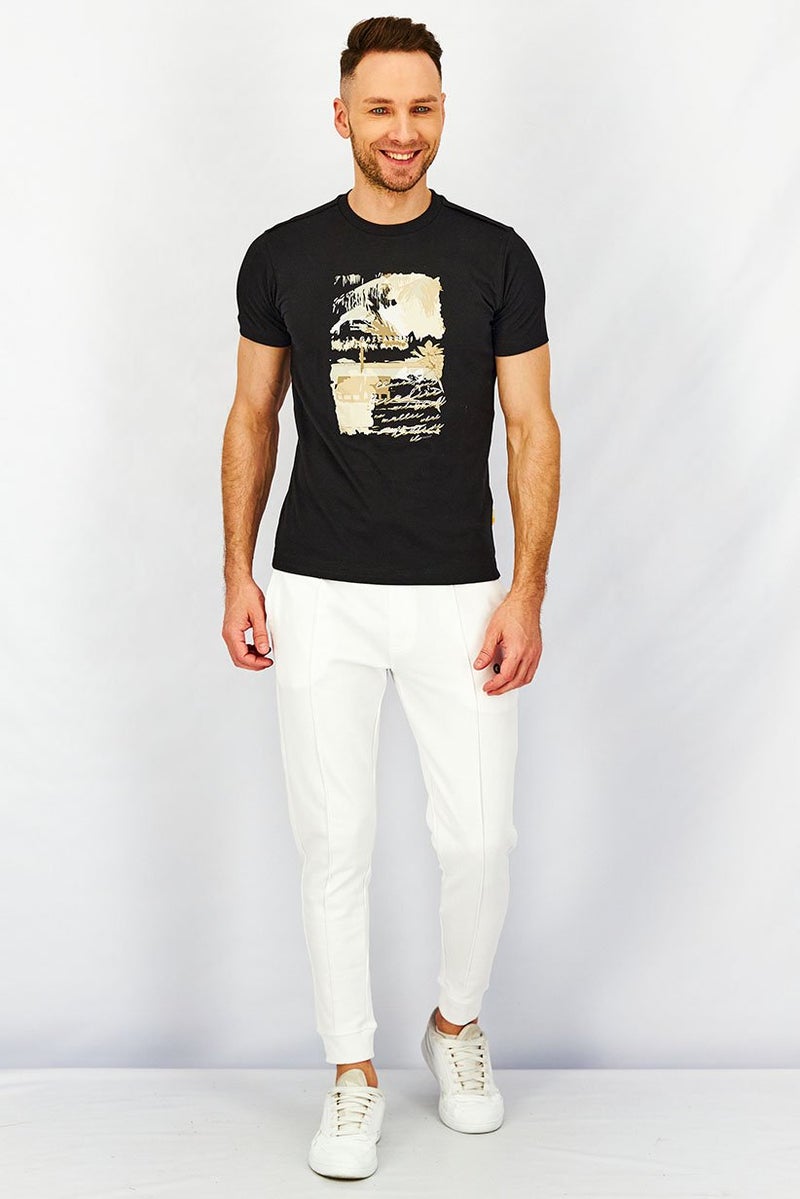 Gazzarrini Men Crew Neck Short Sleeve Graphic Print T-shirt, Black - Image 3