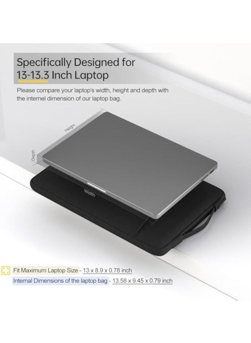 Arabest حقيبة كمبيوتر محمول 13-13.3 بوصة لأيسر سبين كروم بوك 513 13.3، لينوفو ديويت 5، ديل، أسوس، HP 13.3" ماك بوك إير، أسود - Image 3
