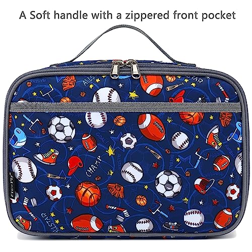 FlowFly Kids Lunch box Insulated Soft Bag Mini Cooler Back to School Thermal Meal Tote Kit for Girls, Boys,Football - Image 2