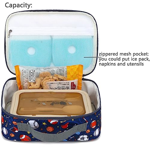 FlowFly Kids Lunch box Insulated Soft Bag Mini Cooler Back to School Thermal Meal Tote Kit for Girls, Boys,Football - Image 4