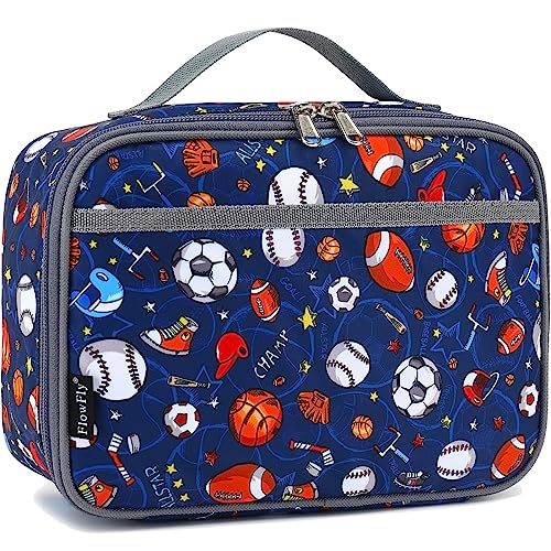 FlowFly Kids Lunch box Insulated Soft Bag Mini Cooler Back to School Thermal Meal Tote Kit for Girls, Boys,Football - Image 1