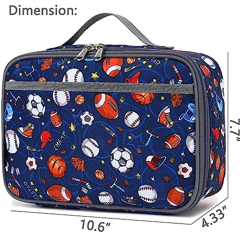 FlowFly Kids Lunch box Insulated Soft Bag Mini Cooler Back to School Thermal Meal Tote Kit for Girls, Boys,Football - Image 3
