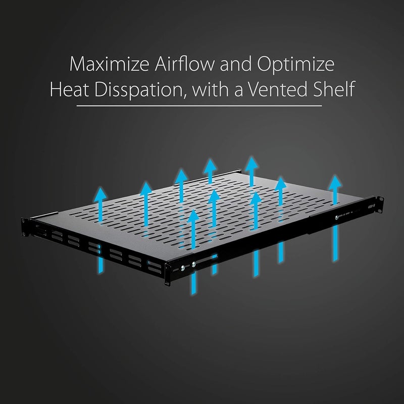 StarTechcom 1U Adjustable Vented Server Rack Mount Shelf  175lbs  195 to 38in Adjustable Mounting Depth Universal Tray for 19 AV Network Equipment Rack  275in Deep  TAA ADJSHELF - Image 3
