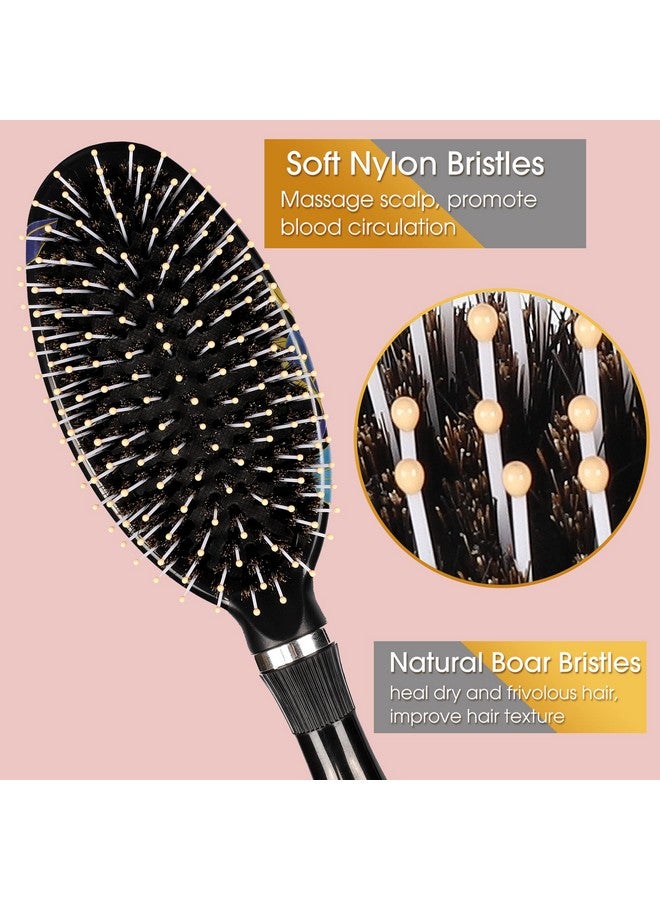 Sosoon Hair Brush Sosoon Boar Bristle Hair Brushes For Women Men Kids Thick Curly Dry Wet Hair Smoothing Detangling Hairbrush Adds Shine And Improves Hair Texture With Hair Comb (Black) - Image 3