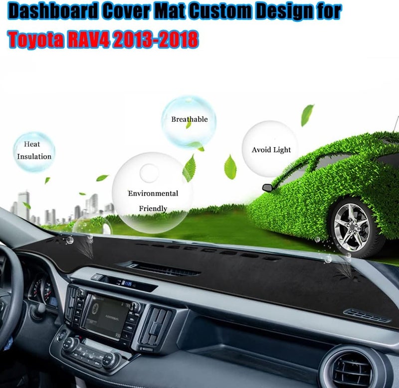 YOFAMO Dashboard Cover Mat for Toyota RAV4 2013-2018 - Anti-Skid Center Console Protector (Black Edge) - Image 3