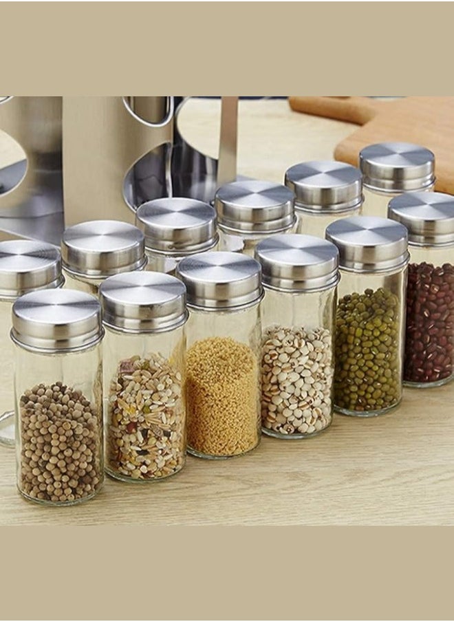 Mi VAZA - Stainless Steel Spice Rack 360 Degree Revolving Round Shape Transparent Container Multipurpose Uses Storage Set Condiment Masala Rack - Image 1