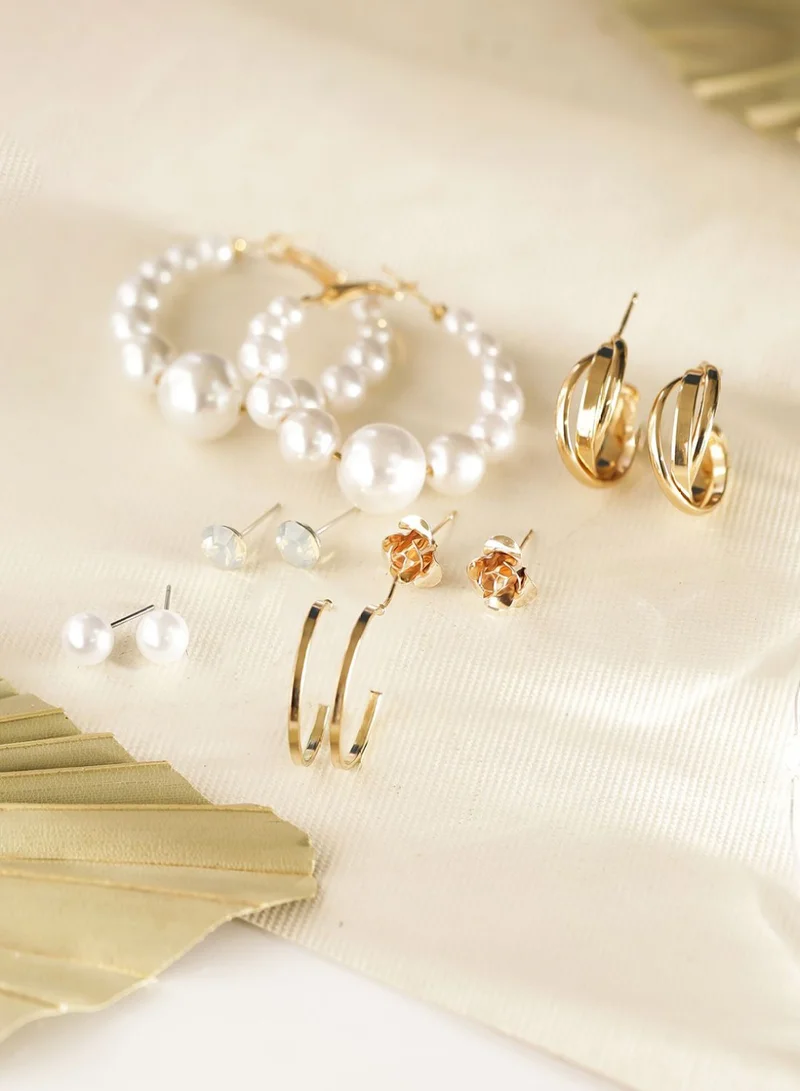 برياسي Set Of 6 Plated Contemporary Hoop Earrings